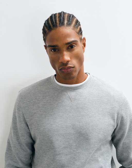 ASOS DESIGN langærmet T-shirt i gråmeleret waffle, 2 af 5