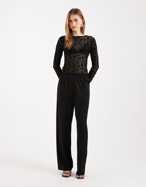 ASOS DESIGN - Langærmet top i gennemsigtig mesh med velouriseret blomstermønster, 4 af 4