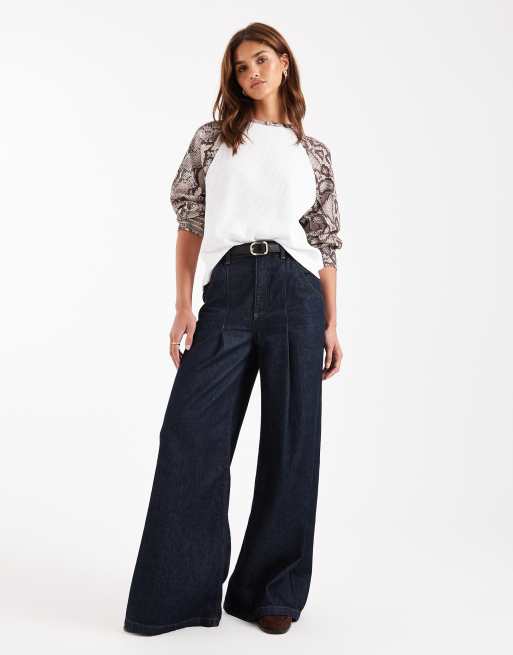 ASOS DESIGN - Langærmet top med raglan i vaffelstof med slangeskindsprint, 2 af 4