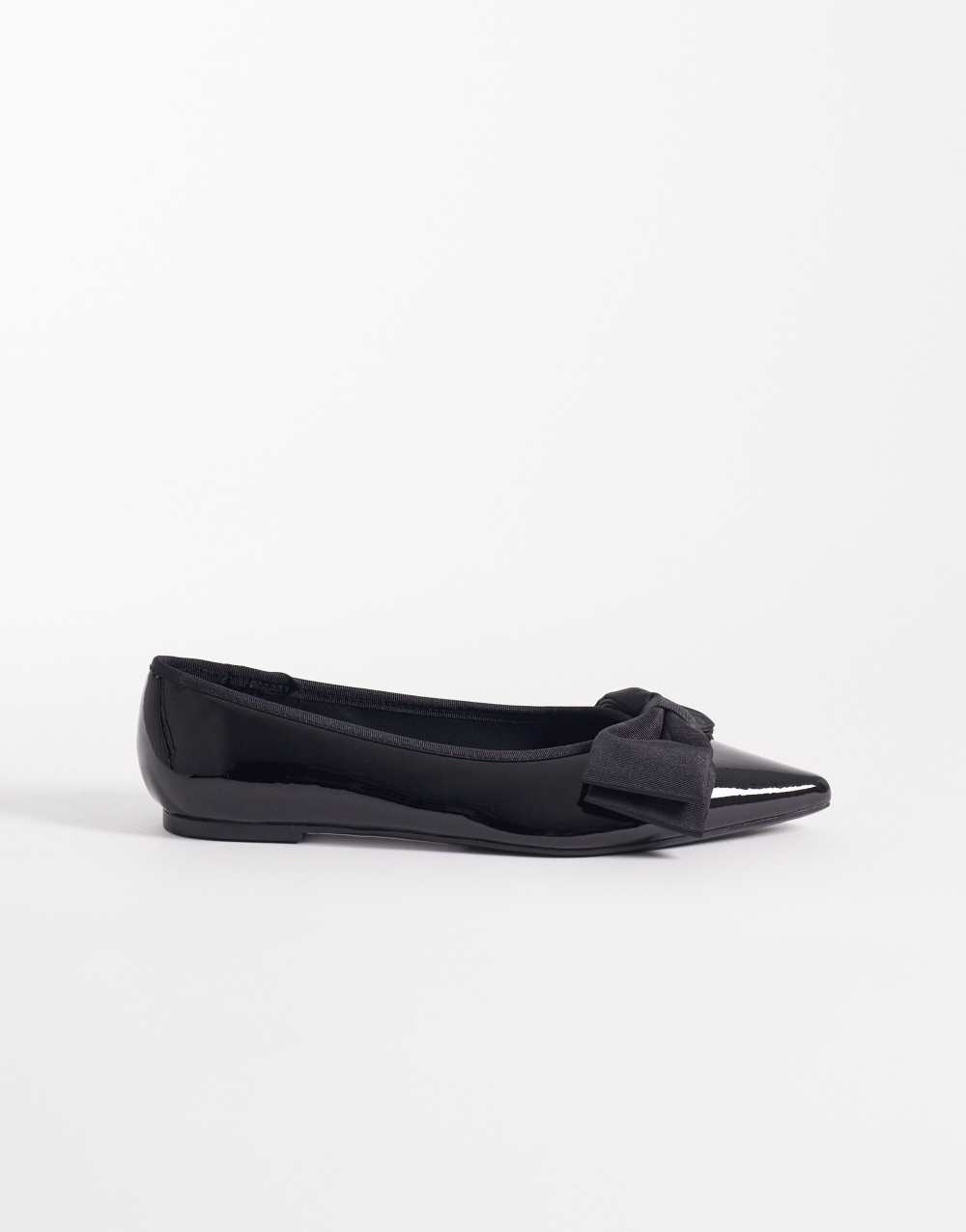 ASOS DESIGN Langston bow pointed ballet flats in black