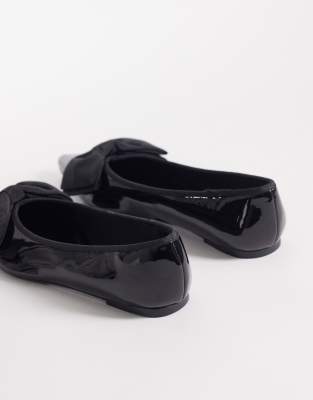 Asos Design Langston Bow Pointed Ballet Flats In Black | ModeSens