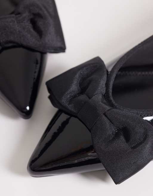ASOS DESIGN - Langston - Puntige ballerina's met strik in zwart, 3 van 4