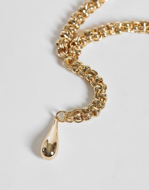 ASOS DESIGN långt lariat-halsband med grov kedjedetalj i guldfärg, 4 av 4