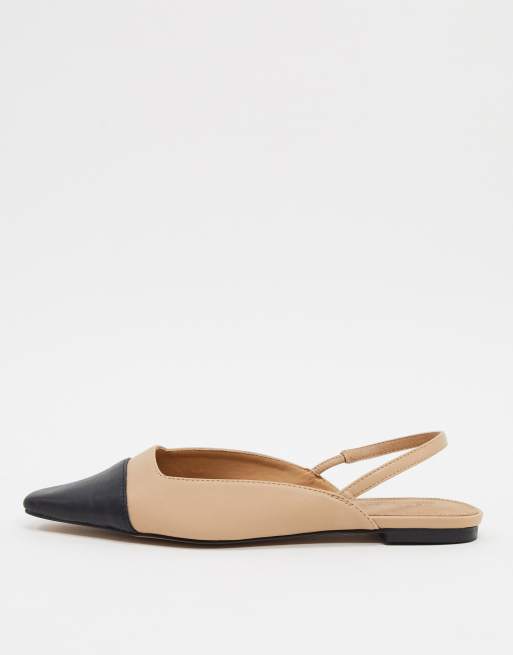 ASOS DESIGN Latte round toe sling back ballet flats in black