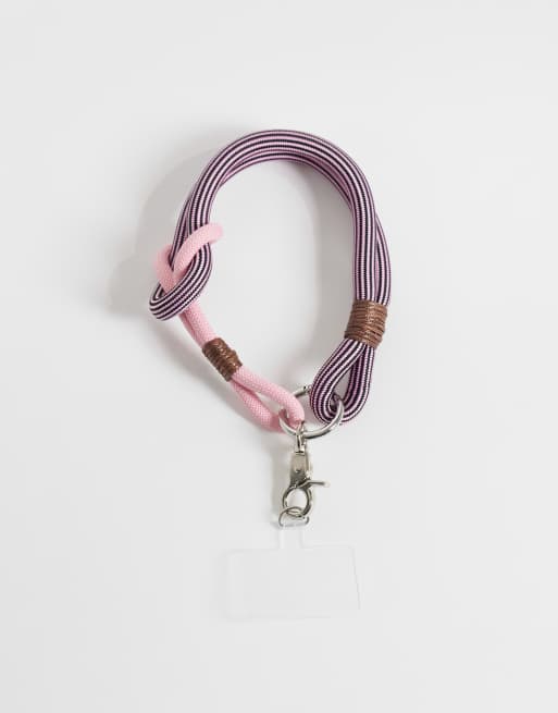 ASOS DESIGN - Lanière pour téléphone avec cordon élastique - Marron et rose, 2 de 3