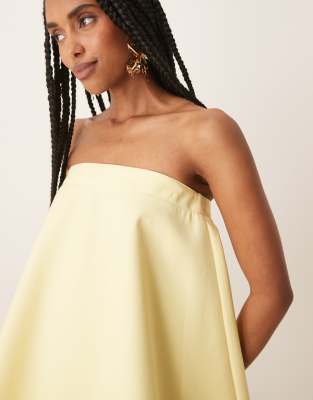 ASOS DESIGN lantern mini dress in lemon