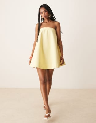 ASOS DESIGN - Lantern - Minikleid in Zitronengelb