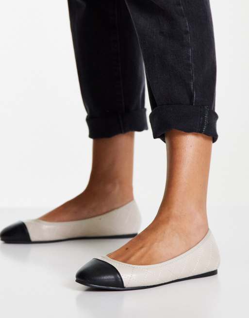 Black quilted shop ballet flats