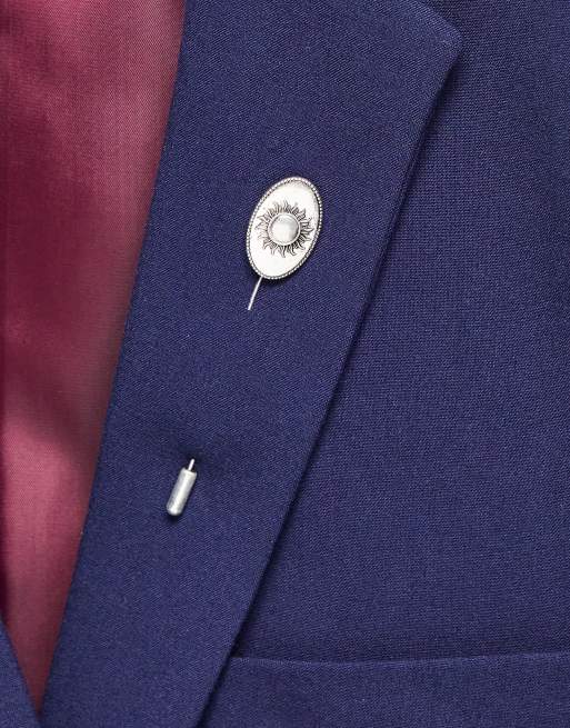 ASOS DESIGN lapel pin with engraved celestial detail in burnished