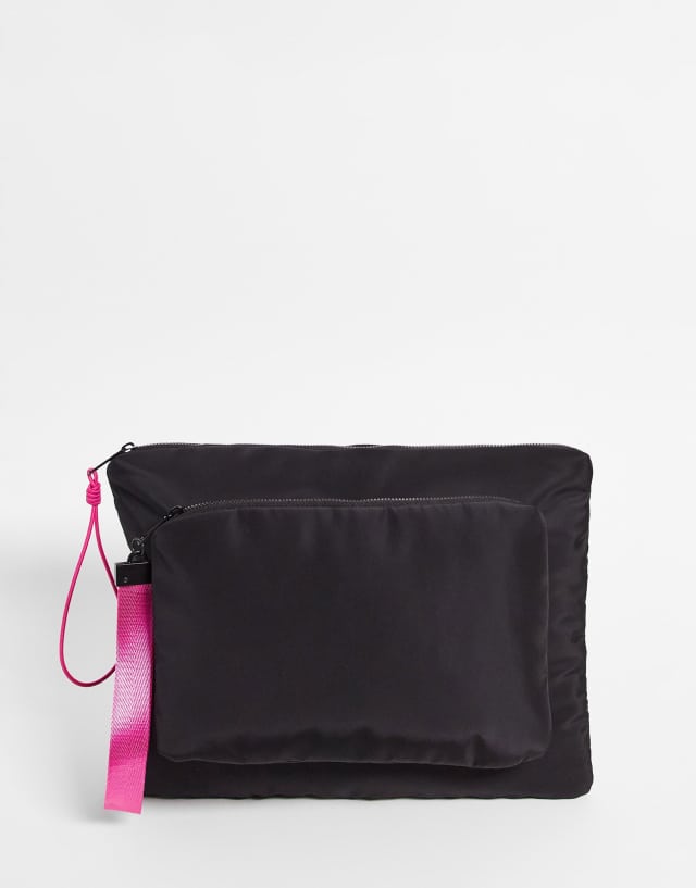 ASOS DESIGN laptop sleeve with removable pouch in black