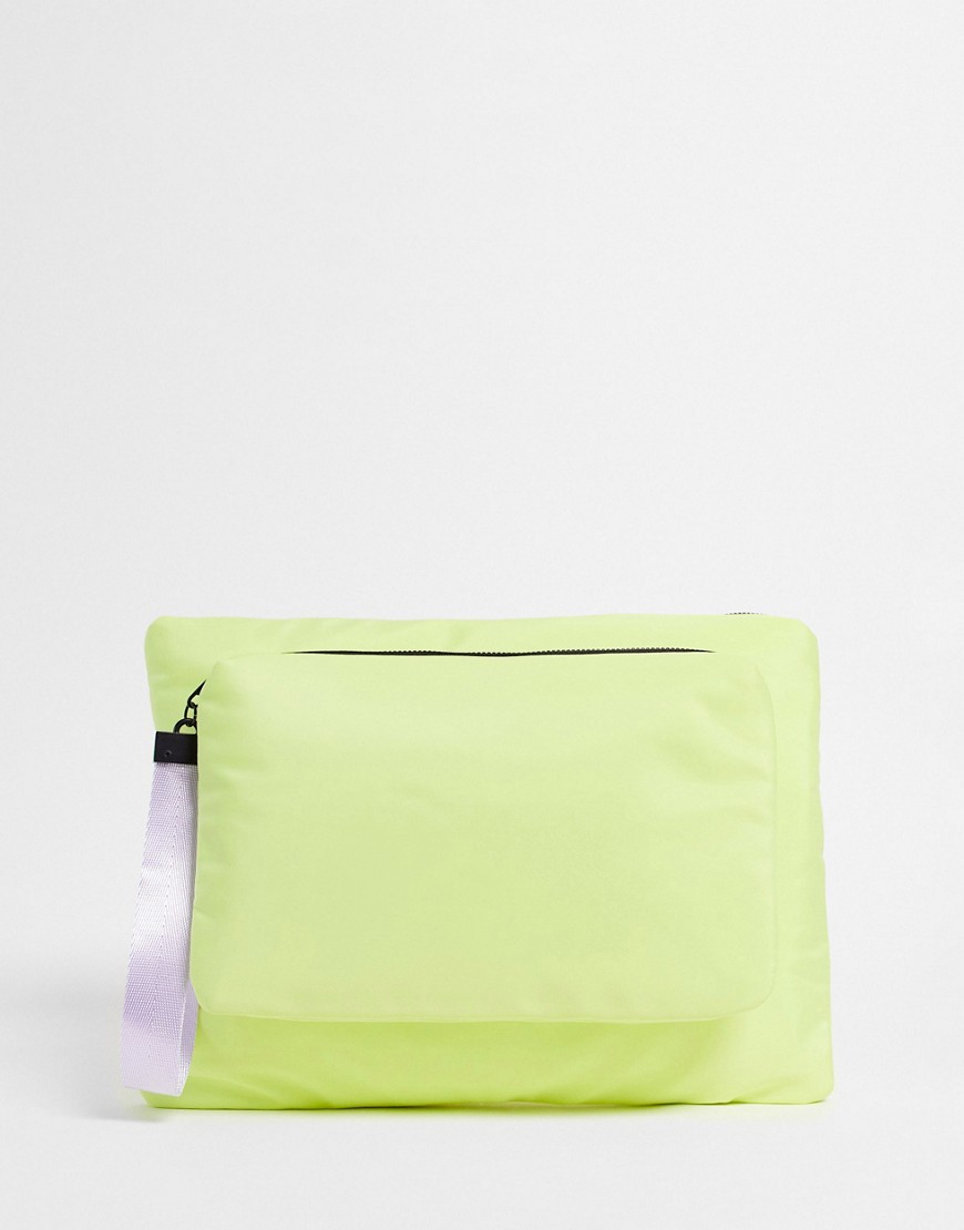 ASOS DESIGN laptop sleeve with removable pouch in green