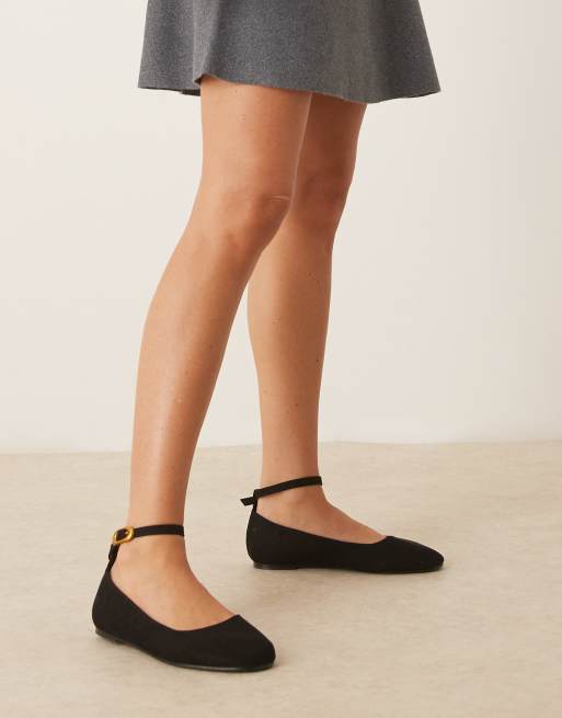 ASOS DESIGN - Lara - Ballerine nere in camoscio sintetico con punta arrotondata, 2 di 4
