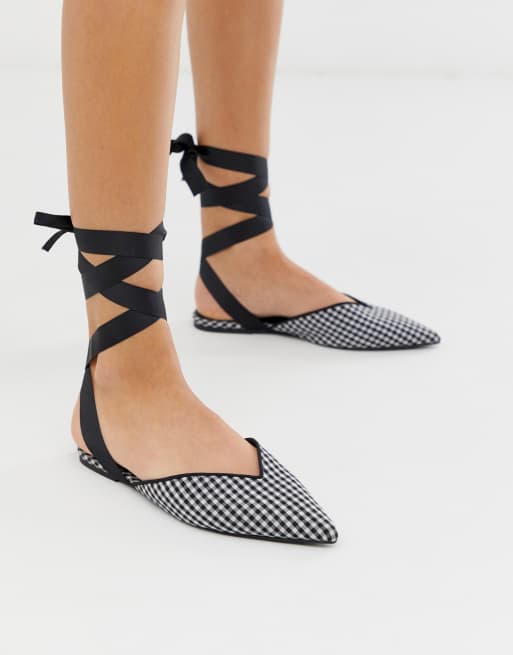 ASOS DESIGN Lara ballet flats in gingham ASOS