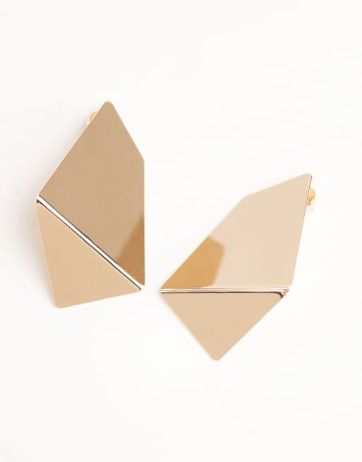 ASOS DESIGN large abstract earrings in gold tone, 2 of 3