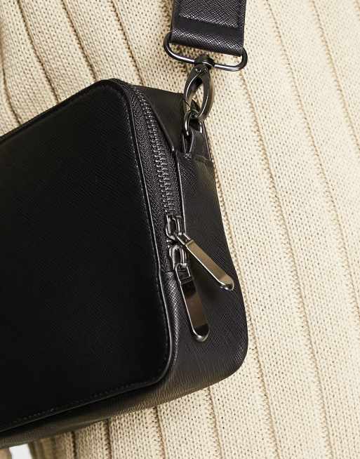 Zara - Textured Crossbody Bag - Black - Men