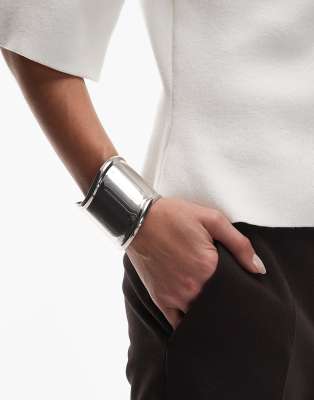 Asos Design Large Cuff Bracelet In Metallic