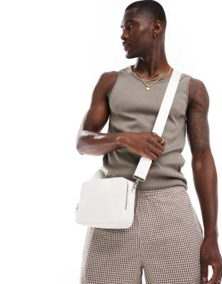 large faux leather cross body camera bag in white