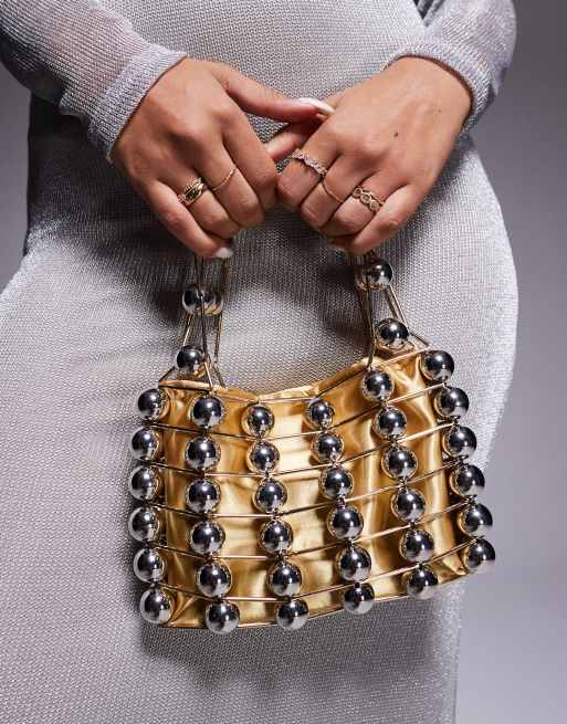 ASOS DESIGN large grab ball bag in mixed metals ASOS