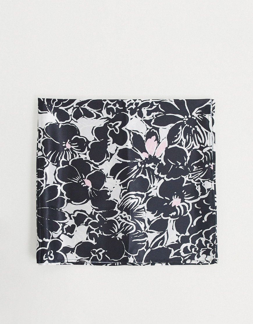 Asos Design Large Headscarf In Floral Monogram-multi