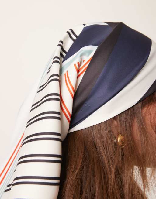 ASOS DESIGN large headscarf in spliced stripe print, 2 of 3