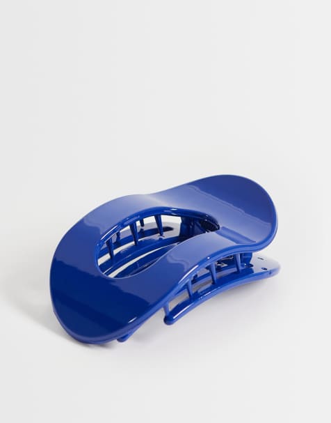 ASOS DESIGN large oval hair claw clip in blue - view 1