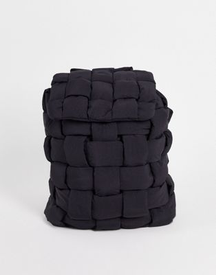 ASOS DESIGN large padded weave backpack in black