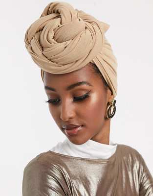 ASOS DESIGN large plain headscarf in stone