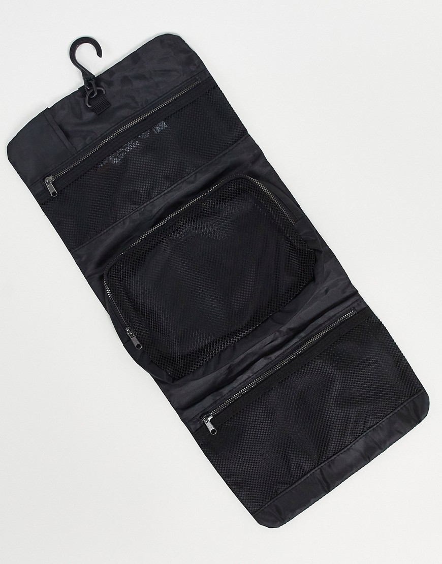 Asos Design Large Roll Wash Bag In Black-multi