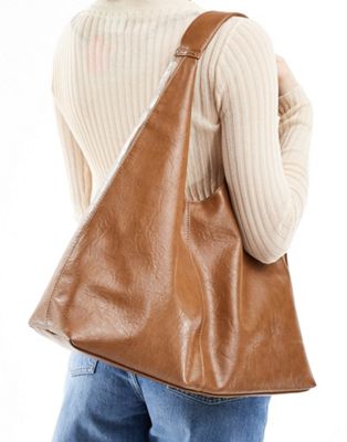 Asos Design Large Scoop Tote Bag In Brown