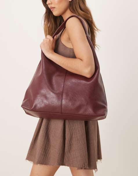 ASOS DESIGN large scoop tote bag in cherry red - view 1