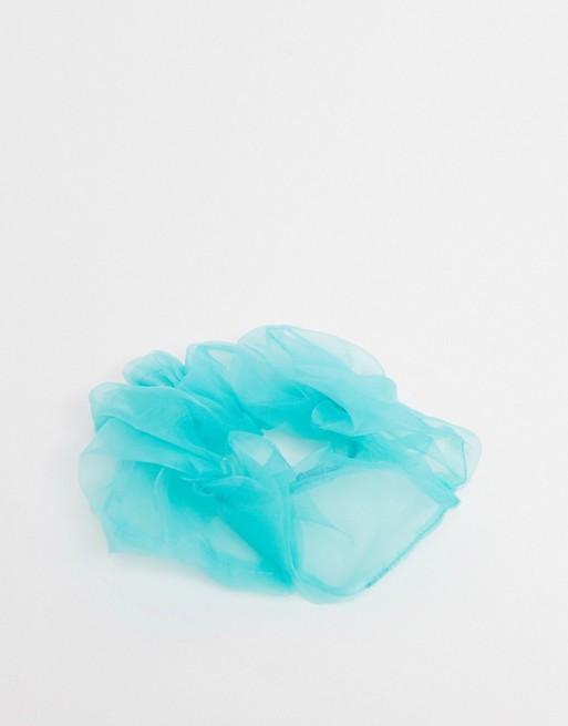 ASOS DESIGN large scrunchie in blue organza