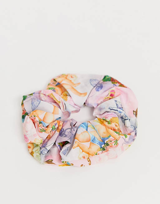 ASOS DESIGN large scrunchie in cherub print