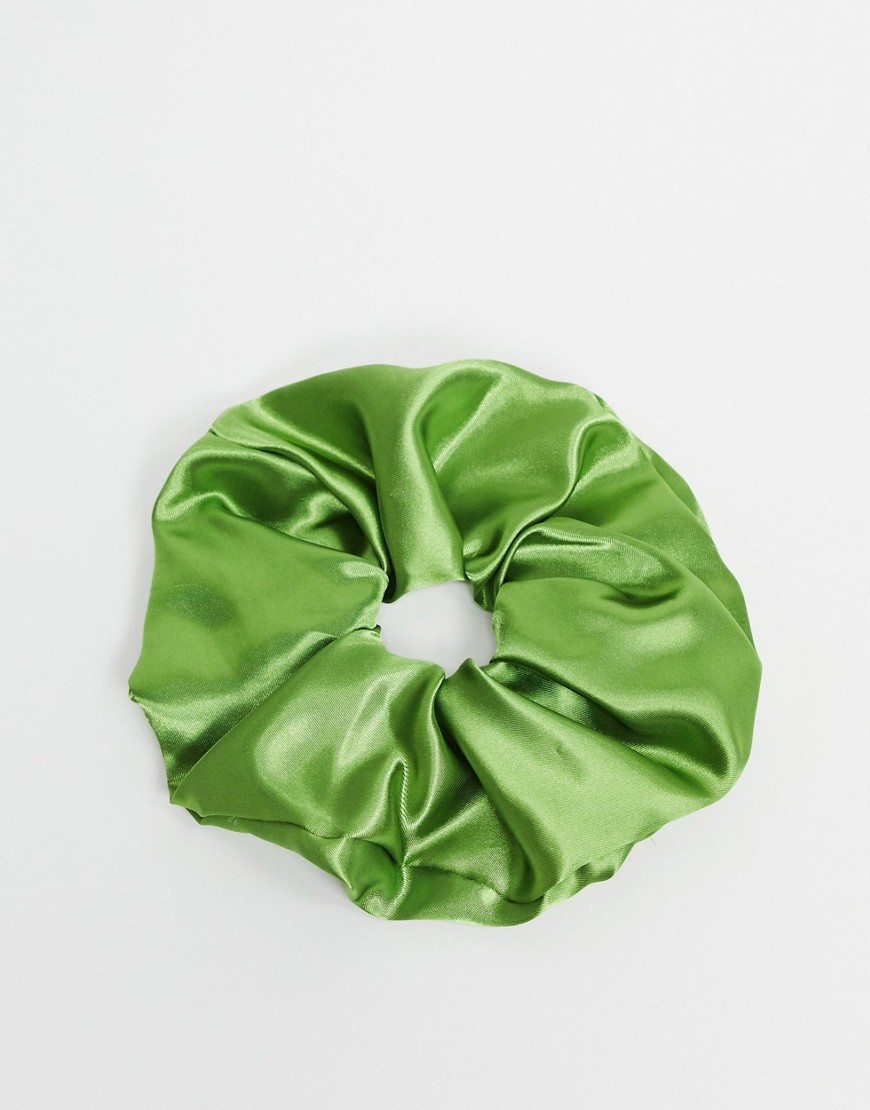ASOS DESIGN large scrunchie in green satin