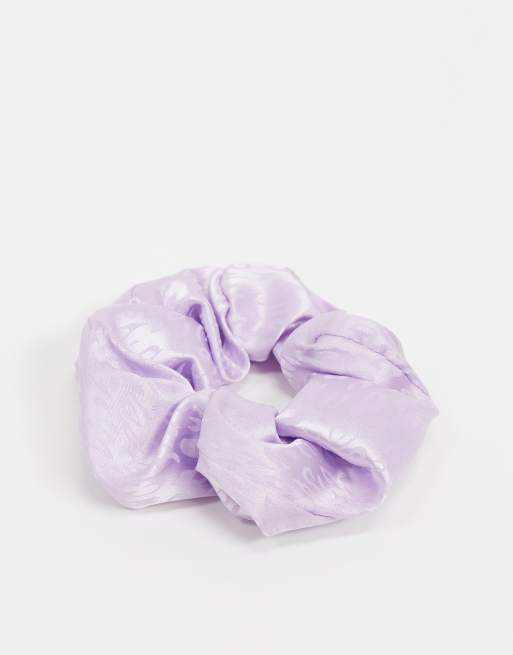 ASOS DESIGN large scrunchie in pink leopard satin, 2 of 4
