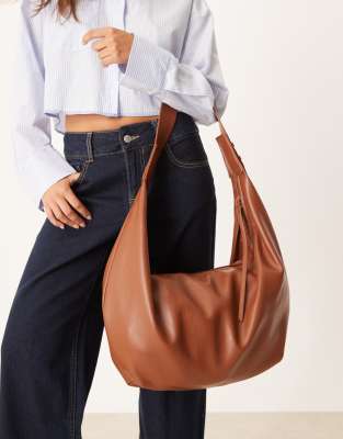 Asos Design Large Sling Tote Bag In Brown