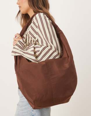 ASOS DESIGN large slouchy sling tote bag in chocolate