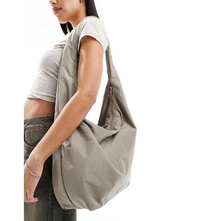 ASOS DESIGN large slouchy sling tote bag in gray