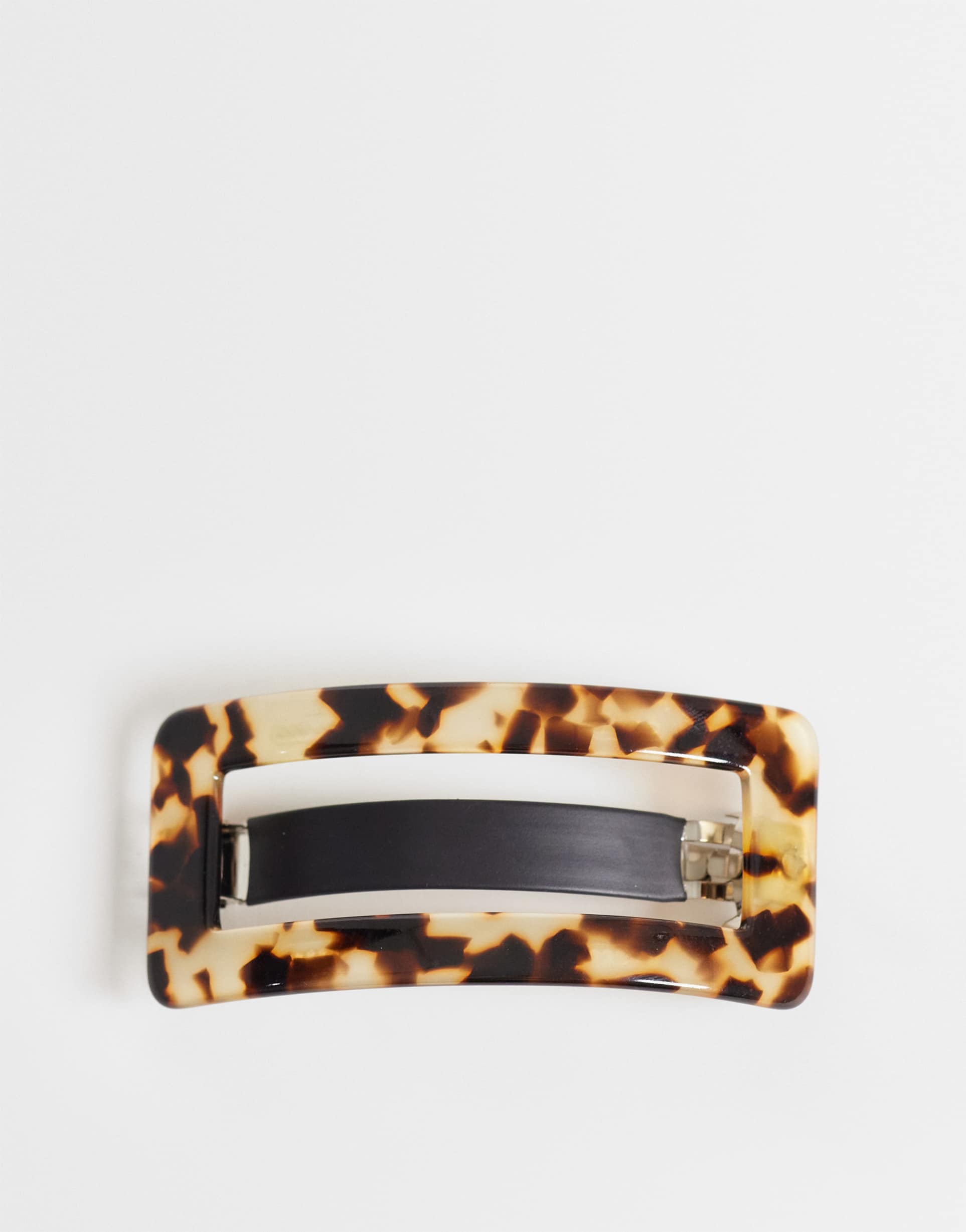 asos design large square barrette hair clip in brown tortoise shell pattern