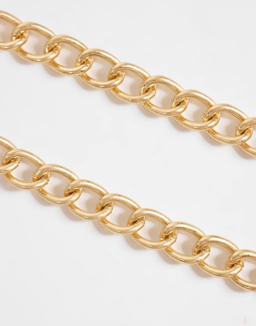 ASOS DESIGN large statement t-bar chain necklace in gold tone, 3 of 4