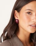 [ASOS DESIGN] ASOS DESIGN large stud earrings with bubble oval design in mulberry-Red No Size Mulberry