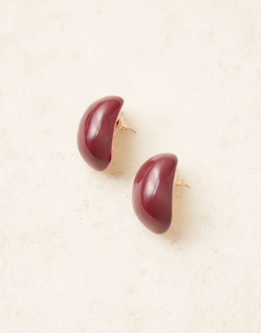 ASOS DESIGN large stud earrings with bubble oval design in mulberry