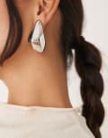 [ASOS DESIGN] ASOS DESIGN large teardrop earrings with angular design in silver tone No Size SILVER
