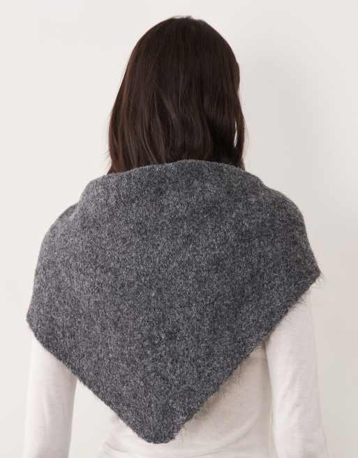 ASOS DESIGN large triangle scarf in charcoal gray, 3 of 3