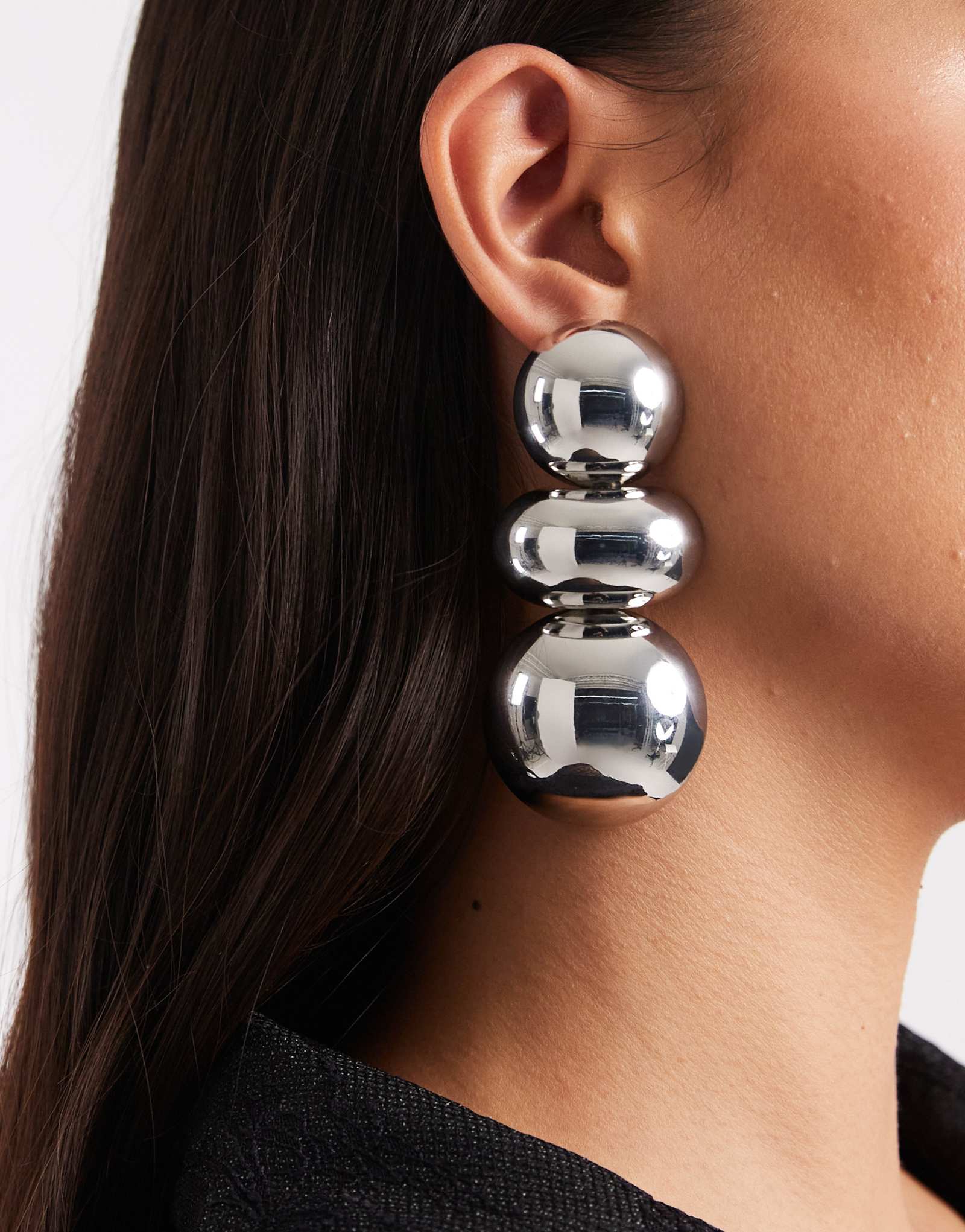 ДИЗАЙНЕРСКИЕ крупные серьги-тройки ASOS DESIGN в серебристом цвете