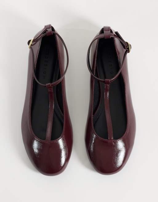 ASOS DESIGN Largeur large Lulu ballerines à bride en T bordeaux, 2 de 4