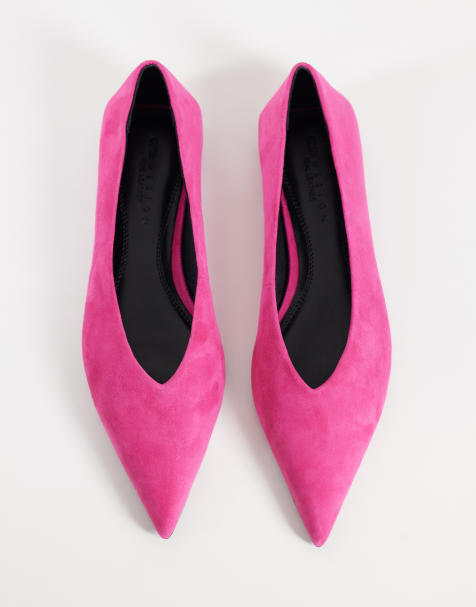 ASOS DESIGN - Lari - Bailarinas rosas con puntera fina de ante auténtico - view 1