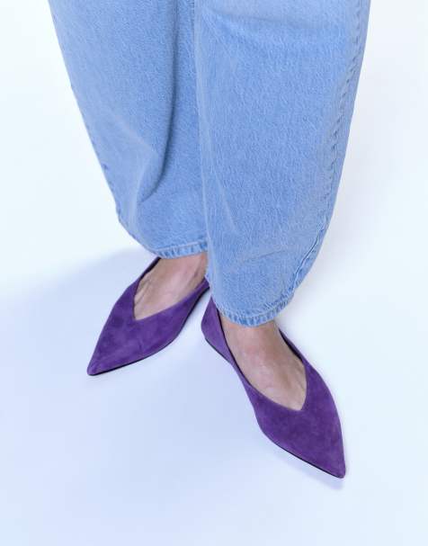 ASOS DESIGN - Lari - Ballerines pointues en daim de qualité supérieure - Violet - view 1