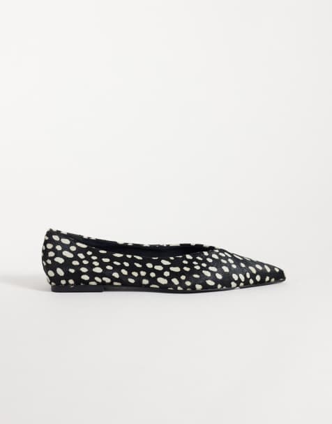 ASOS DESIGN Lari ballerines pointues premium en cuir véritable à poil à pois - view 1