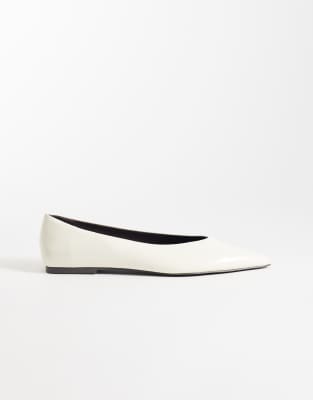Asos Design Lari Pointed Ballet Flats In White