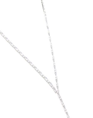 Asos Design Lariat Necklace With Clear Crystal Embellishment In Metallic